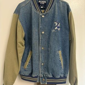 Boast USA Men's Denim and Tan Jean Jacket